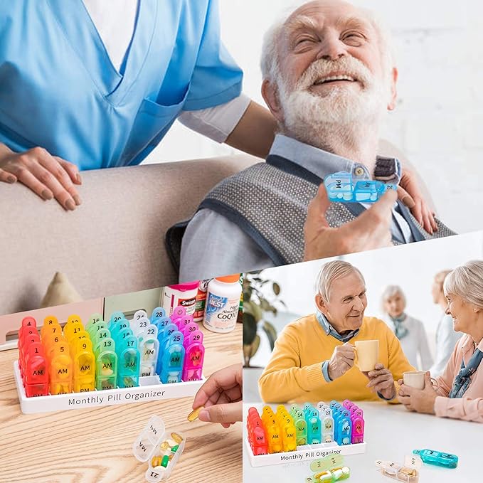 Monthly Pill Organizer 2 Times a Day & Weekly Pill Organizer 2 Times a Day