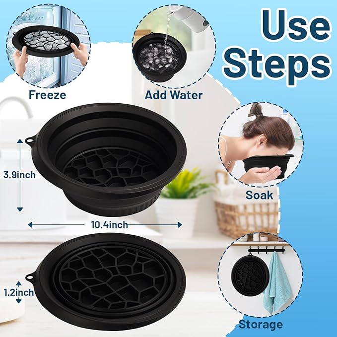 Face Bowl for Ice with Built-In Icetray, Collapsible Silicone Wash Basin for Home Ice Water Facials, Cold Plunge Ice Bath, Portable Skincare - Facial Ice Therapy, Iced Fruit Beer Container
