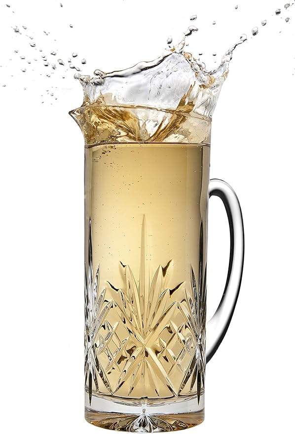 Godinger Beverage Pitcher Carafe, Cocktail Pitcher, Water Pitcher, Bar Mixing Glass - Dublin Collection, 34oz (Pack of 2)