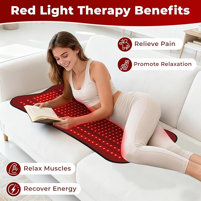 Upgrade Red Light Therapy for Body -31.5''*14.2'' Red Lights Therapy Pad with 330 LEDs 660nm&850nm Infrared Light Therapy Mat, Chirstmas Birthday Festival Gift for Women Men Father Mother Lover