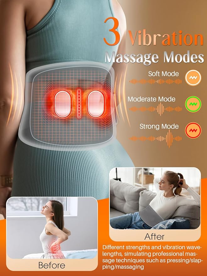 Heating Pad for Back Pain Relief,60” Large Cordless Heating Pad for Cramps with 3 Heat 3 Vibration, 8000mAh Portable Lower Back Massager Supply Extension Belt, Gifts for Women Men Seniors Mom Dad