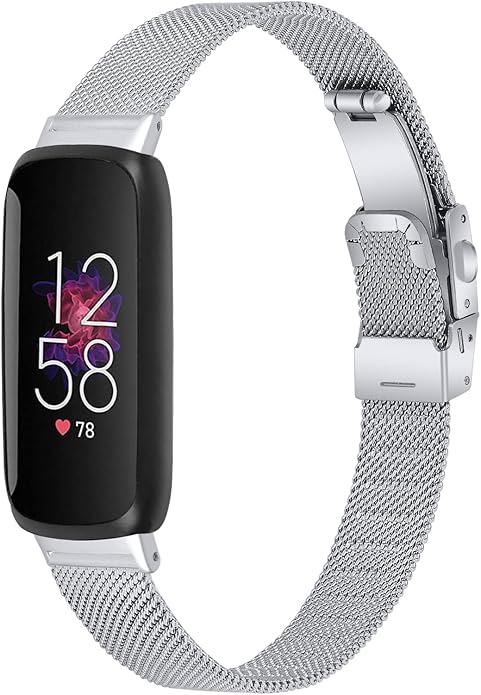 FitTurn 2PACK Slim Band Compatible with Fitbit inspire 3 SmartWatch, Mesh Stainless Steel Adjustable Watchband Wristbands Bracelet Watch Band for Fitbit inspire 3 Health & Fitness Tracker