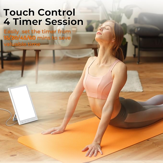 Light Lamp, Portable Full Spectrum LED Light Sunlight Personal Daylight with 3 Adjustable Color＆Stepless Brightness Levels, Timer＆Memory Function for Home Office Winter