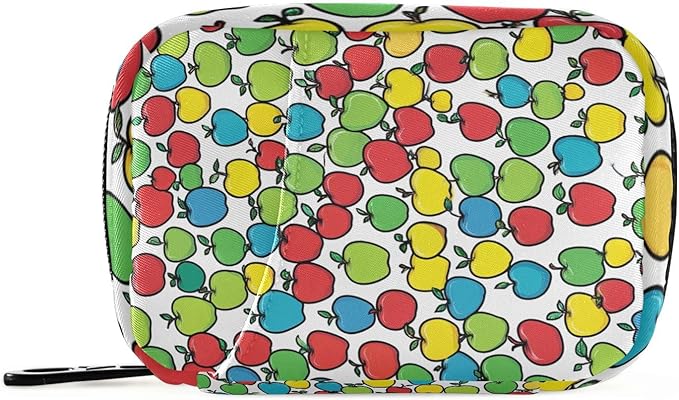 Colorful Apples Travel Pill Organizer Case Box Container Weekly Portable Vitamin Medicine Holder Storage Bag with Zipper Removable