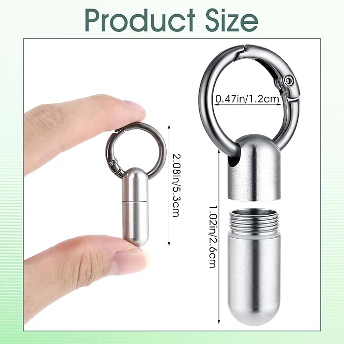 2 PCS Small Pill Case Micro Keychain Pill Holder Portable Waterproof Container Tiny Pocket Medicine Organizer with Keyring for Travel Purse Pocket Handbag Outdoor