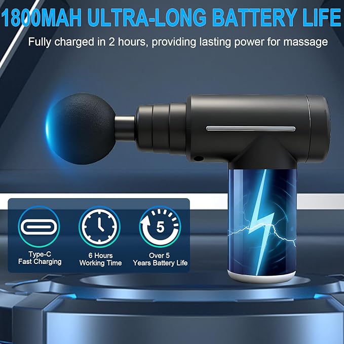 Massage Gun with Heat and Cold,Deep Tissue Back Massager Neck Massager for Pain Relief,Muscle Percussion Massage Gun,Handheld Message Gun with 6 Heads&Silent,Gifts for Men Women Dad