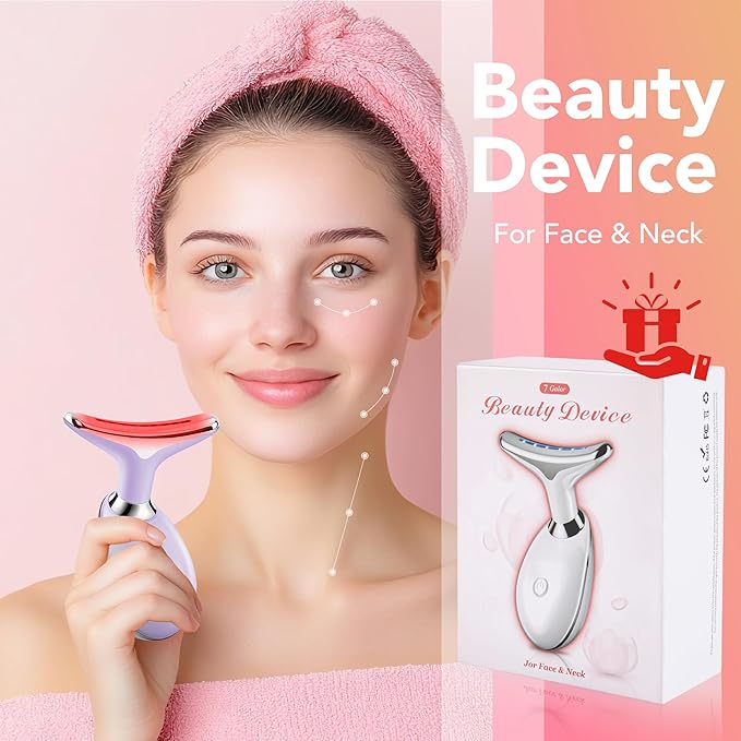 Red-Light-Therapy-for-Face, Facial Massager Wand with 7 Color - Birthday, Christmas, Mothers Day, Valentines Day, Self Care Gifts for Her Women Mom Best Friend Wife Teacher (Purple)