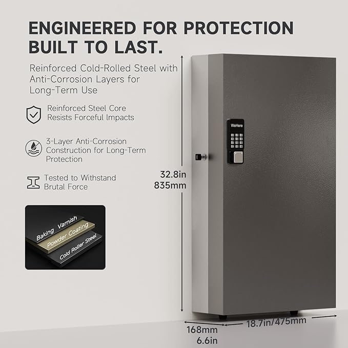 360-Key Smart Key Lock Box Wall Mount – Commercial Key Cabinet with App, Keypad, Bluetooth & WiFi Unlock (Sold Separately), Access Log Tracking, Key Management System for School, Office