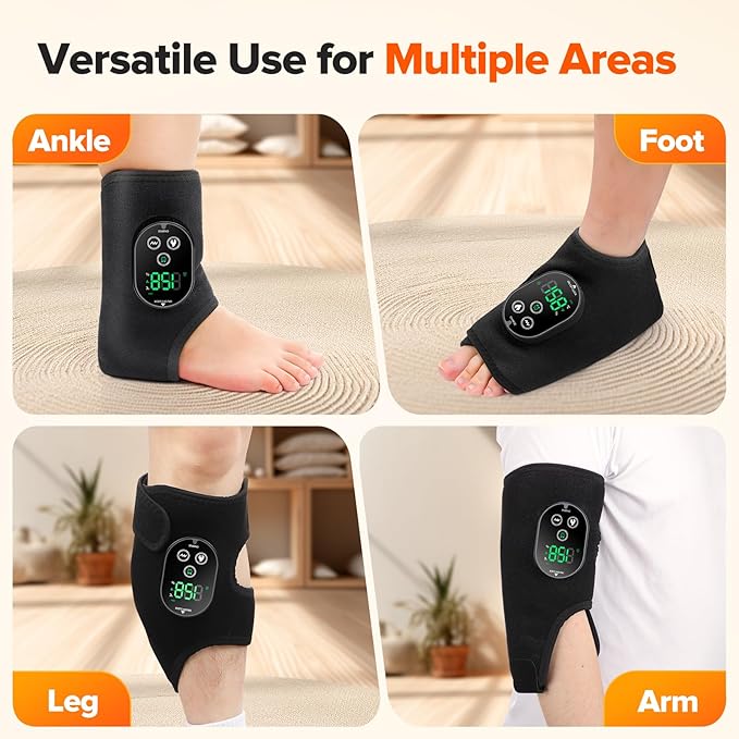 2PCS Cordless Neuropathy Foot Massager, Ankle Massager for Pain Relief, Ankle Heating Pad Plantar Fasciitis Relief, Black