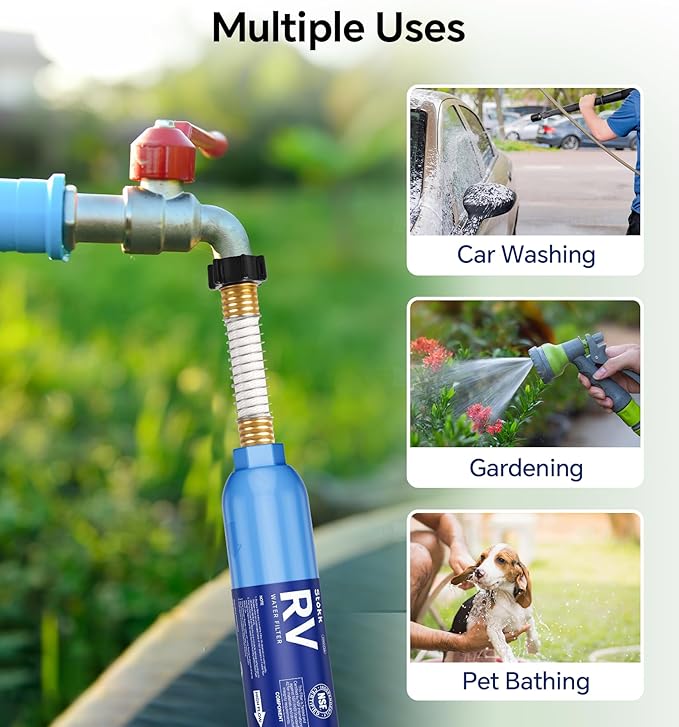 Stokk RV Water Filter, NSF Certified, RV Inline Camper Water Filter for Pool, Garden Hose Filter, Greatly Reduces Bad Taste, Chlorine, Odor, Rust and Sediment, 2 Pack