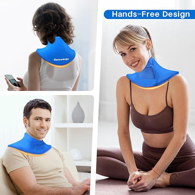 Neck Ice Pack Wrap Cooling Cervical Brace- Upgraded Reusable Hot & Cold Compress Gel Pack for Stiff Neck Shoulder Pain Relief, Swelling, Sprains, Cervical Surgery Recovery & Office Pressure