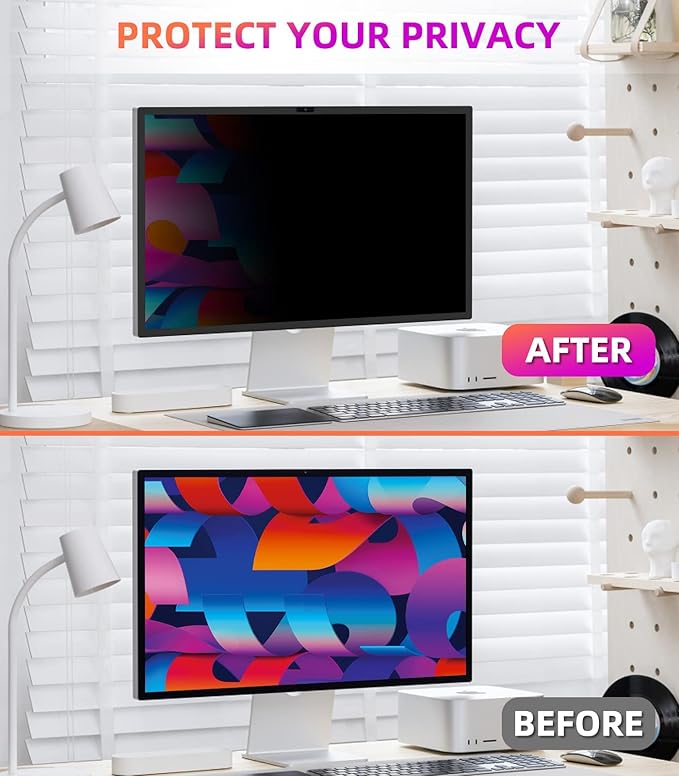 PYS Privacy Screen for iMac 24 Inch 2021/2023/2024 (M1/M3/M4 chip), Reusable & Removable, Privacy Filter for iMac All-in-One Desktop Computer and Anti-Glare Protector