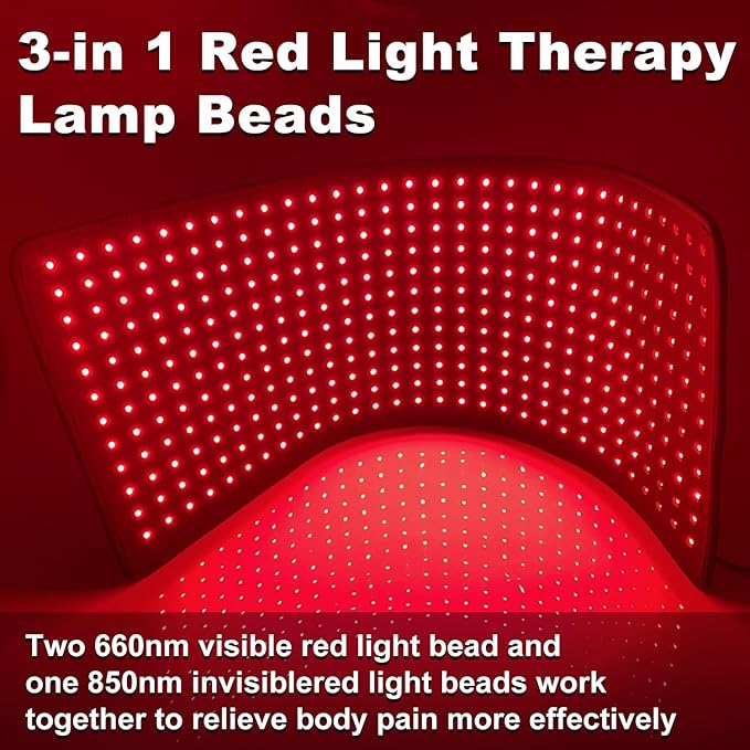 Red Light Therapy Belt with 360 LEDs – Near Infrared Light Therapy for Waist & Back, Red Light Therapy Mat for Body, Wearable Pain Relief Pad for Home (31.6" x 11.8", Black)