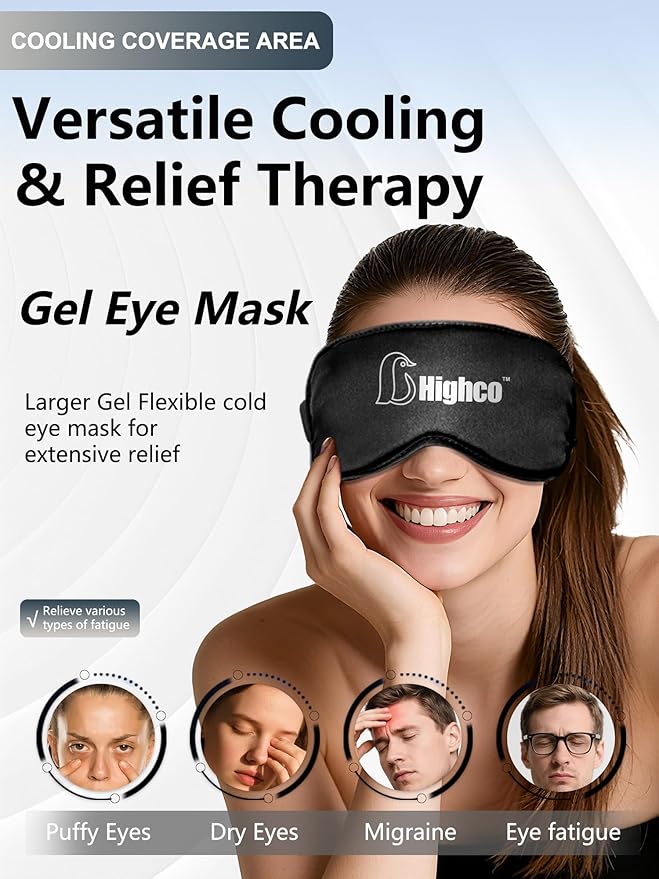 2PCS Migraine Relief Cap Cooling Eye Mask and Neck Ice Pack Wrap,Cooling Gel Eye Mask for Sleep,Ice Pack for Eyes Hot Cold Compression,for Headache,Dark Circles,Puffy Eyes,Migraines Relief,Black