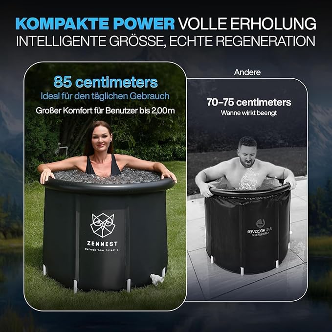 Upgraded 90 Gal Ice Bath Tub For Athletes - American Engineered Cold Plunge Tub Outdoor, 6-layer Insulated Inflatable Ice Tubs for Cold Plunge & Portable Bathtub For Adults - includes eBook