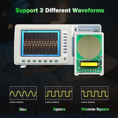 0.01Hz-200kHz Adjustable Frequency Generator for Healing Schumann Sine Waves Resonance Generator 7.83Hz Ultra Low Frequency Generator Resonator with Acrylic Case