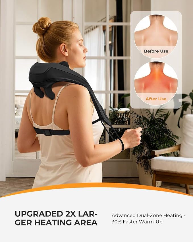 CooCoCo HSA Store Eligible Neck Massager with Heat, Mothers Day Gifts & Birthday Gifts for Mom Dad Women Men, FSA Approved Shoulder Massager, Shiatsu Back Massager for Pain Relief Deep Tissue