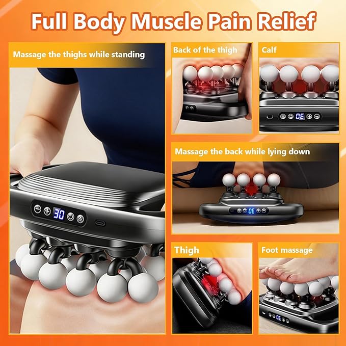 16-Head Massage Gun-Professional Deep Tissue Massager for Thighs, Arms, Waist, Back, Muscle Tension Relief, Electric Percussion Massage Gun with 3 Modes & 30-Speed Touch Screen Adjustment