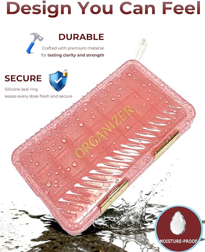 Weekly Pill Organizer 3X a Day, BPA-Free 7 Day Pill Box with Large Capacity for Vitamins, Fish Oils, Supplements, Leak-Proof & Removable Trays for Seniors Travel