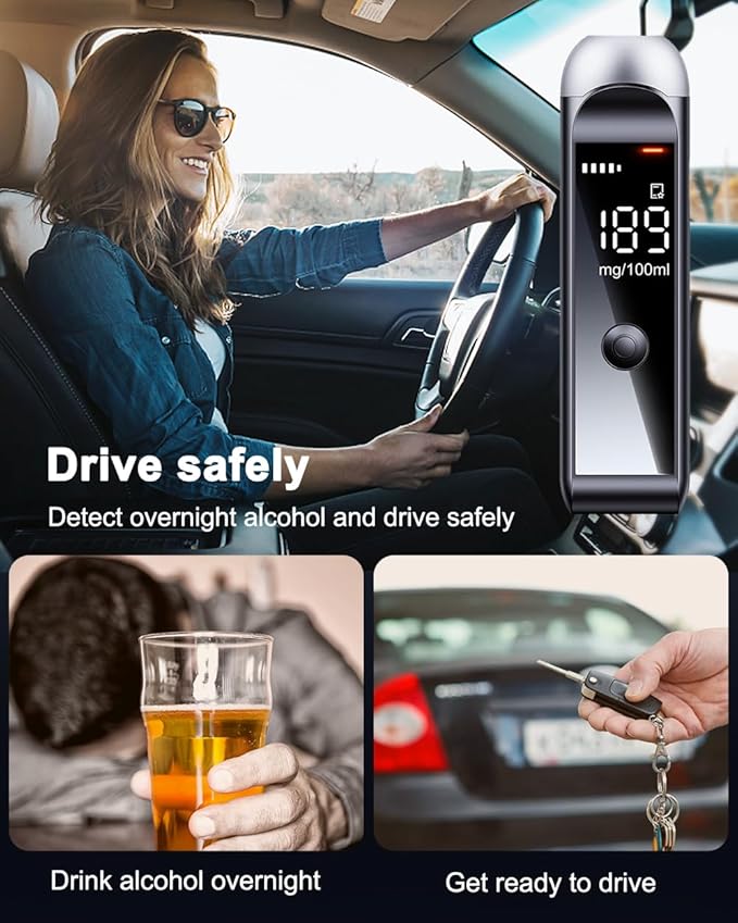 Breathalyzer Professional-Grade High Accuracy Alcohol Tester, Breathalyzers for Alcohol with LCD Digital Display Portable Breath Personal Alcohol Tester for Home Use Breath Alyzer Tester USB C Port