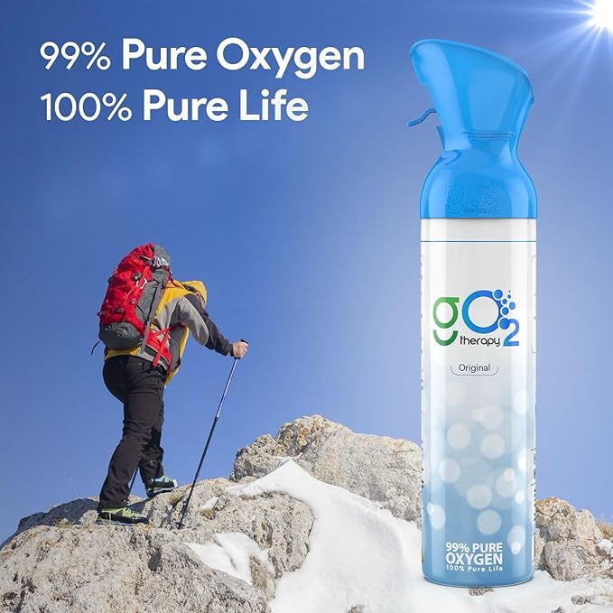 Up to 450 Inhalations, 12L | Portable Oxygen Canister with 4 Fragrance Option – Single Mouth & Nose Mask – Supplemental Oxygen for Sports, Travel, Altitude & Fitness Activities