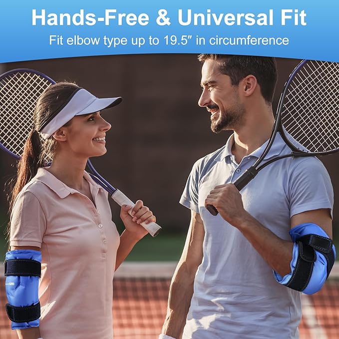 SuzziPad Elbow Ice Pack Wrap – Wearable Cold Compression Sleeve for Elbow & Forearm, Reusable Ice Pack for Tennis & Golf Recovery, Blue