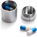 Portable Metal Small Pill Case, Aluminium Alloy Round Pill Box for Travel, Waterproof Pill Box Organizer, Pocket Daliy Pill Holder Pill Container for Medicine Vitamin Fish Oils (Silver)