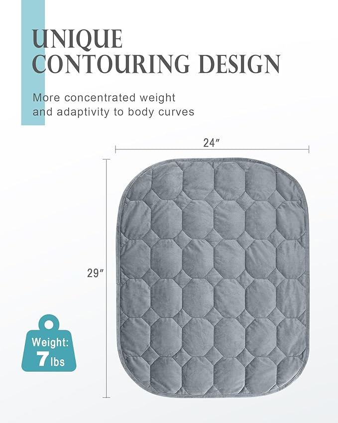 Cottonblue Weighted Lap Blanket Pad 5 lbs 36" x 48", Cozy Luxury Crystal Velvet Weighted Blanket for Adults, Small Weighted Blanket Throw All Season for Travel Relaxation Sleeping, Grey Heavy Blanket