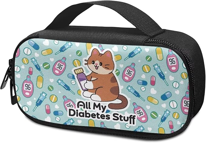 Rnyleeg All My Diabetes Stuff Insulin Cooler Travel Case Cute Cat Insulin Bag for Boys Girls Diabetic Supplies Travel Case Organizer for Ladies