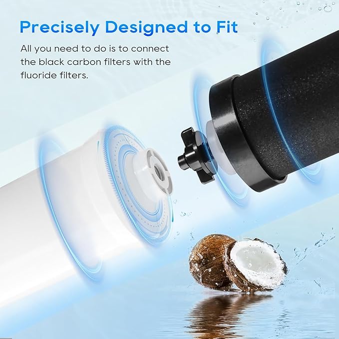 Gravity Water Filter Replacement,for Berkey® Black Carbon (BB9-2®) Purification Elements and Fluoride Filters K5366 (PF-2®) Combo Pack (2, Fluoride Filter)