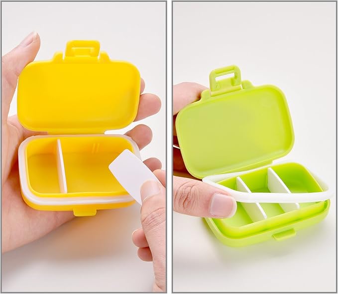 JOVITEC 4 Pack Small Pill Cases Plastic Waterproof 3 Removable Compartments Pill Organizer Box Holder Medicine for Daily and Travel Use