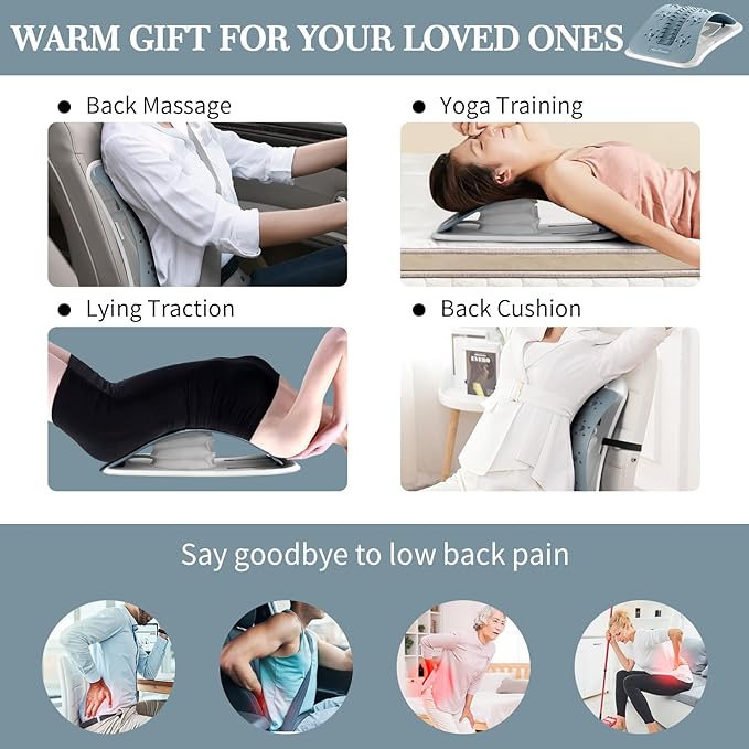 Back Stretcher for Lower Back Pain Relief, Inflatable Regulated Lumbar Support Board, Ergonomic Back Cracker with Acupressure Points, Back Massager for Spinal Decompression and Scoliosis