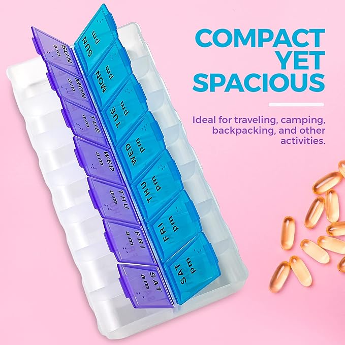 MEDca Weekly Pill Organizer, Twice-a-Day, 1 Pill Organizer Extra Large