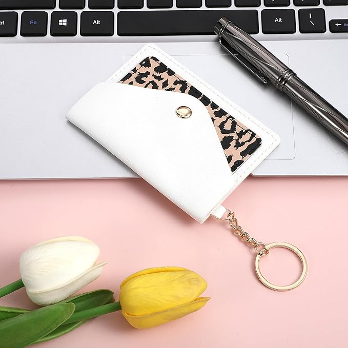 1 Pack Birth Control Pill Case Sleeve Packet 4.3 X 3 Inch PU Leather Wallet Pill Holder Privacy Protection Birth Control Pill Wallet with Key Ring for Pill Card Organizer, White