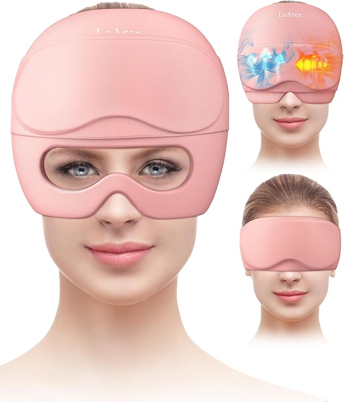 Migraine Relief Cap,2 in 1 Detachable Gel Eye Mask for Hot & Cold Therapy Headache mask with Eye Holes ice Pack for Birthday Gifts for Women