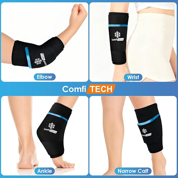 ComfiTECH Dual-Gel Elbow Ice Pack Wrap, Multi-Use Ice Pack for Elbow, Arm, Knee and Calf, Flexible Ice Sleeve for Tennis Elbows, Golfers Arm, Muscle Relaxation, Large