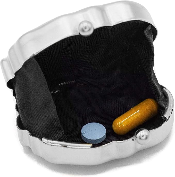 Silver Rhino Shaped Pocket Purse Portable Travel Pill Box & Medicine Organizer (1 Large Compartment)