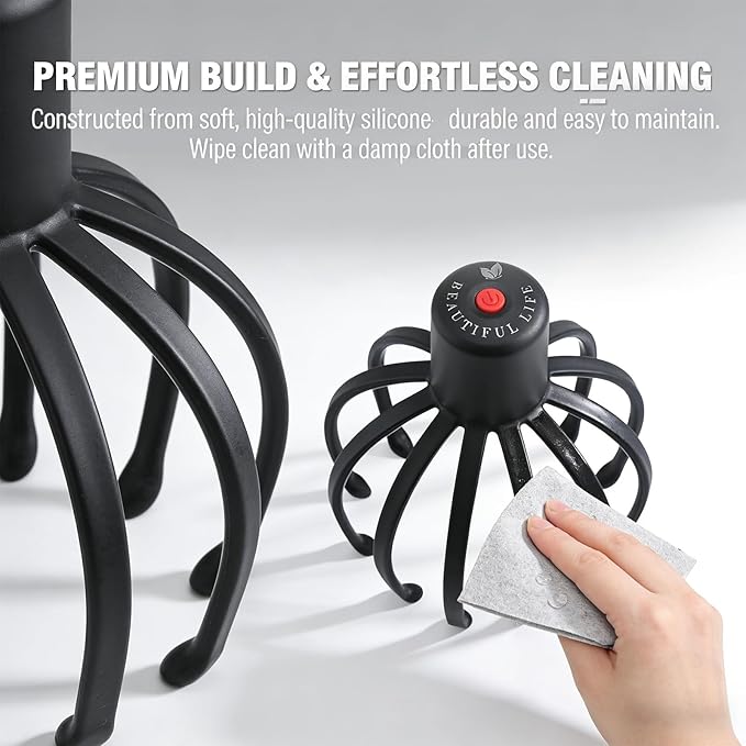 Electric Scalp Massager, Head Massager with 3 Modes, Deep Stress Relax, 360° Rotation Head Massager Scalp, Rechargeable Cordless Portable Automatic Head Scratcher, Home & Travel