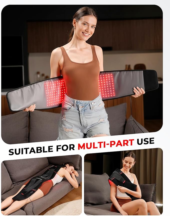 LTW Upgraded Red Light Therapy Belt, 290 LEDs Infrared Red Light Therapy for Body, 660nm & 850nm Near Infrared Wrap with Vibration for Back Pain Relief, Waist, Belly, Shoulder