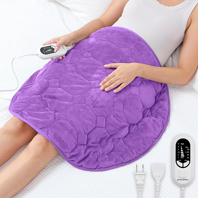 immtree Weighted Heating Pad 7lbs for Deeper Pain Relief, XXXL Size(29x24) with Fast Heat Technology, Lap Blankets for Adults, Heated Pads for Period Cramps, Back and Knee, Purple