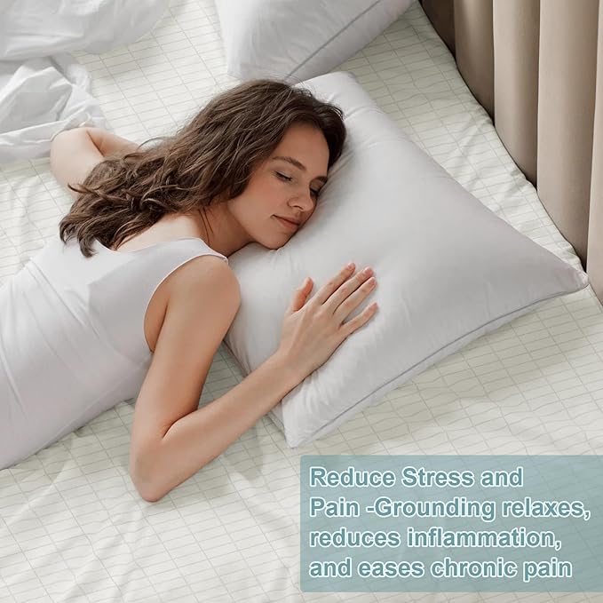 Grounding Sheets King Size Grounding Sheet with Grounding Wire 76 * 80 Inches Grounding Bed Sheets for Improve Sleeping (76x80Inch)