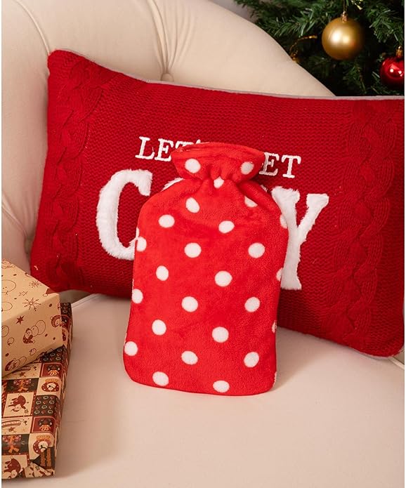 HomeTop Premium Classic Rubber Hot or Cold Water Bottle with Soft Fleece Cover