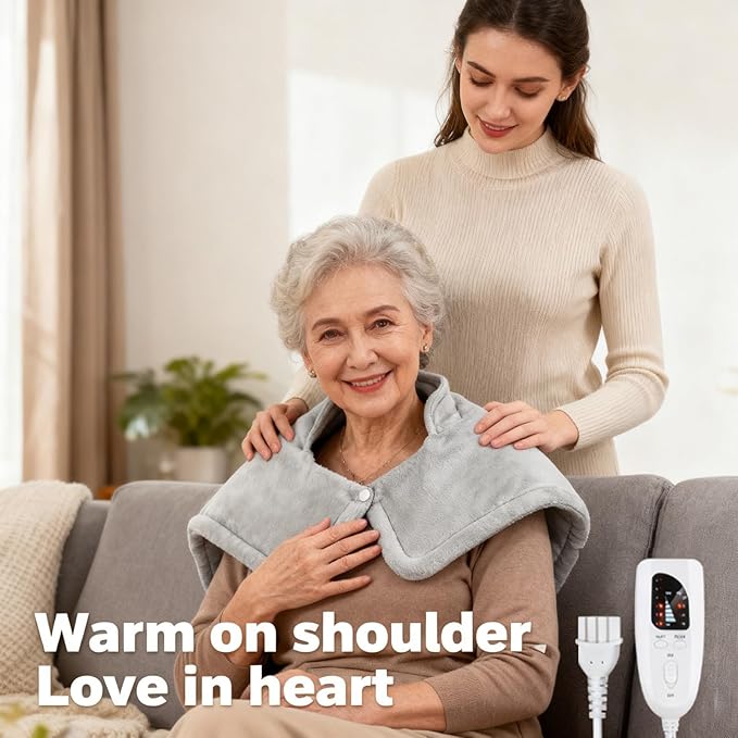 Heating Pad for Neck Shoulders Back Pain Relief, Birthday Christmas Gifts for Women Men Mom Dad Elderly, Electric Large Heat Pad with 6 Heat Settings 4 Timers, ETL Certified (Shoulder Heating Pad)