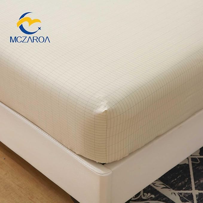Grounding Sheets King Size, 20% Silver Fiber + 80% Organic Cotton, Conductive Fitted Grounded Bed Sheet with Deep Pocket for Bed & Sleeping (White, 78"x80"x15")