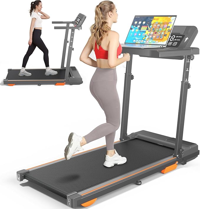 Walking Pad Treadmill with Desk Workstation & Incline & Handle Bar, Portable Under Desk Treadmill for Home Small Spaces Office, 300 lb Capacity, 2.5HP