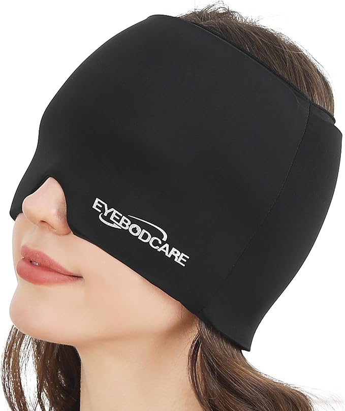 Migraine Relief Cap, Reusable Headache Relief Cap with Hot & Cold Therapy, Soothing Headache Hat, Odorless Gel Ice Head Wrap for Tension, Stress & Sinus, Headache & Puffy Eyes