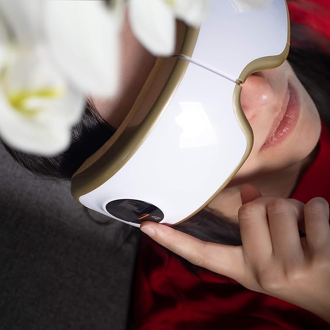 Eye See Eye Massager with Heat - Migraine Relief and Stress Relief! - Electric Air Compression, Vibration and Soothing Music All Included | Adjustable Elastic Band - Great for After Work !