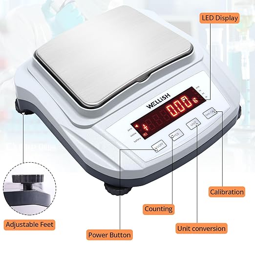 Lab Scale 2000g/0.01g High Precision Digital Scale with 1kg Weights Analytical Balance Electronic Scale for Kitchen Lab Weighing