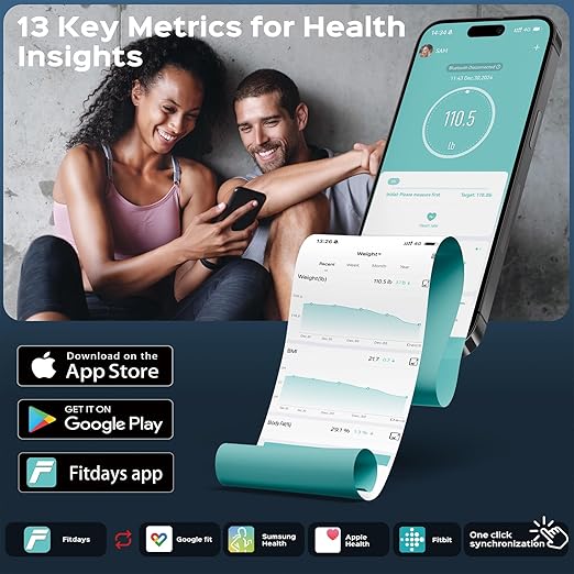 Lepulse Smart Weight Scale with BMI Body Fat Muscle Mass, Updated X-Shaped Electrode Scale for Body Weight and Fat Percentage, 13 Body Composition Scale Large Display, Digital Bathroom Scale with App