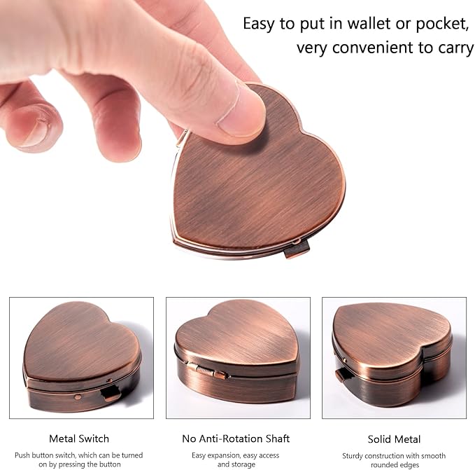 Simple Metal Portable Mini Medicine Box Storage Case (Antique Copper)